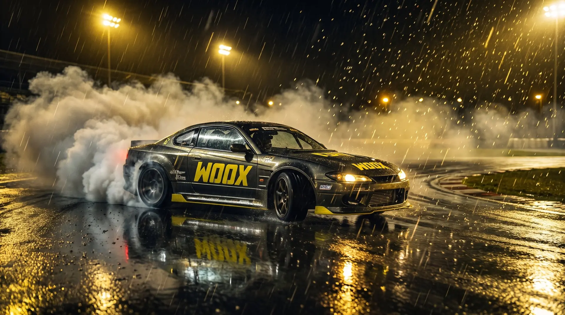WOOX drift car in the rain